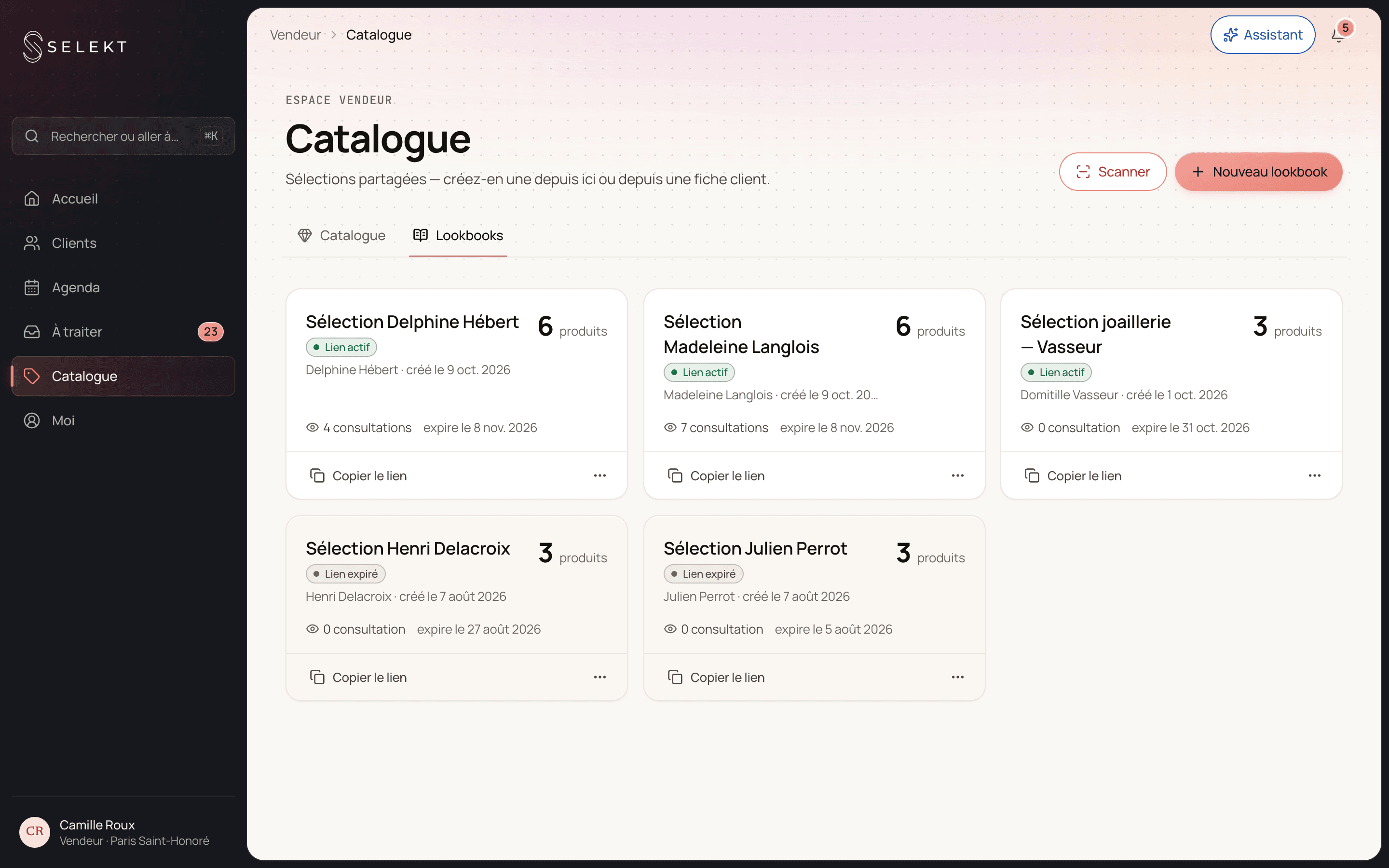 Selekt — lookbooks à partager aux clients